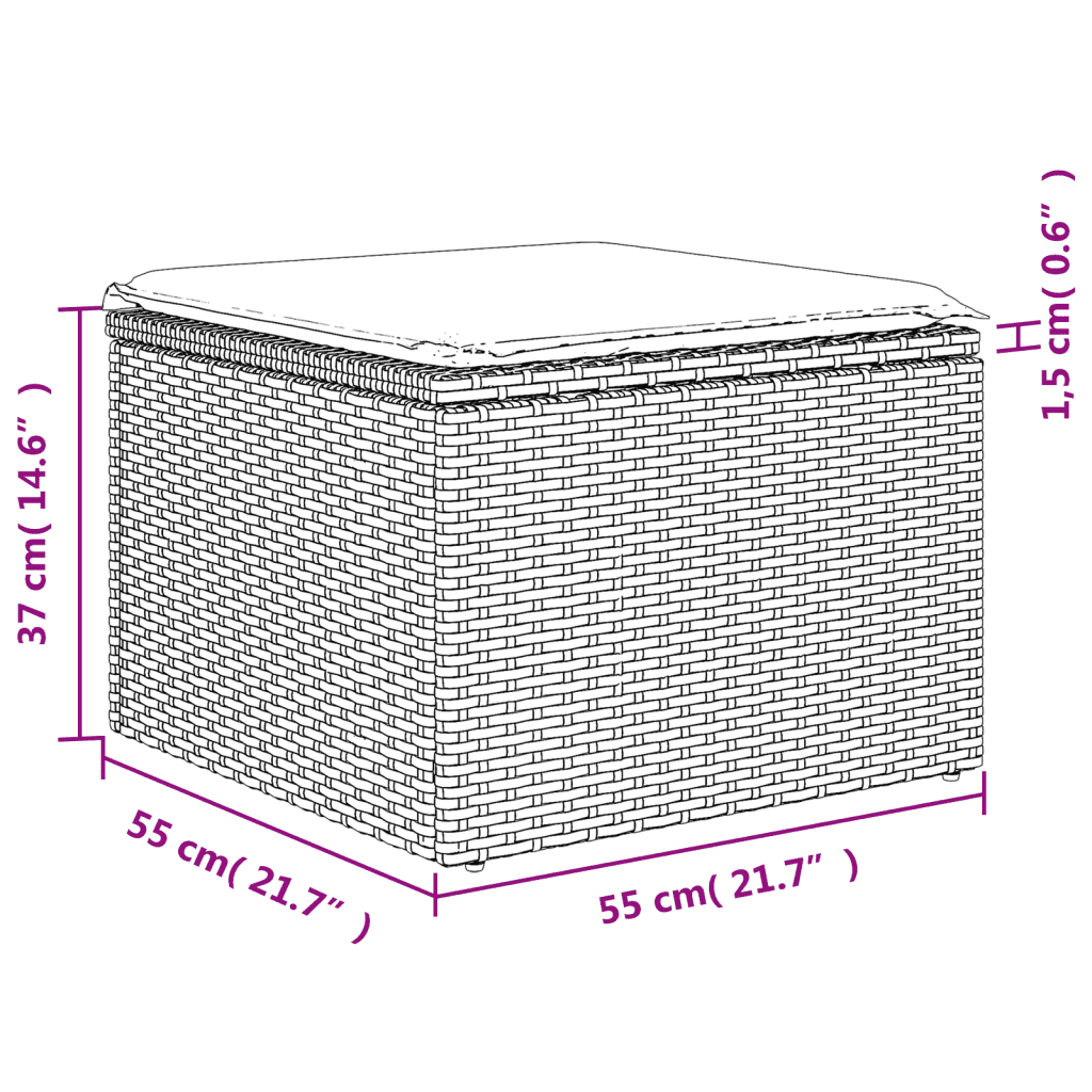 vidaXL 6-dijelni set vrtnih sofa s jastucima crni od poliratana