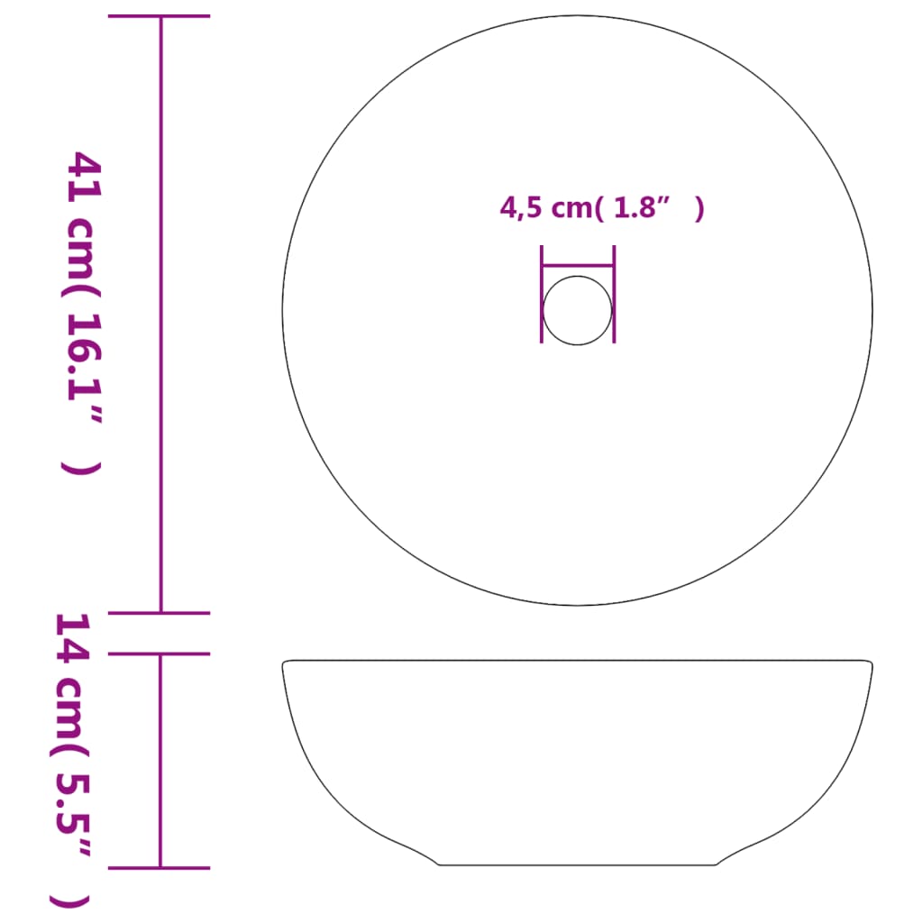 vidaXL Nadgradni umivaonik bijelo-plavi okrugli Φ 41 x 14 cm keramički