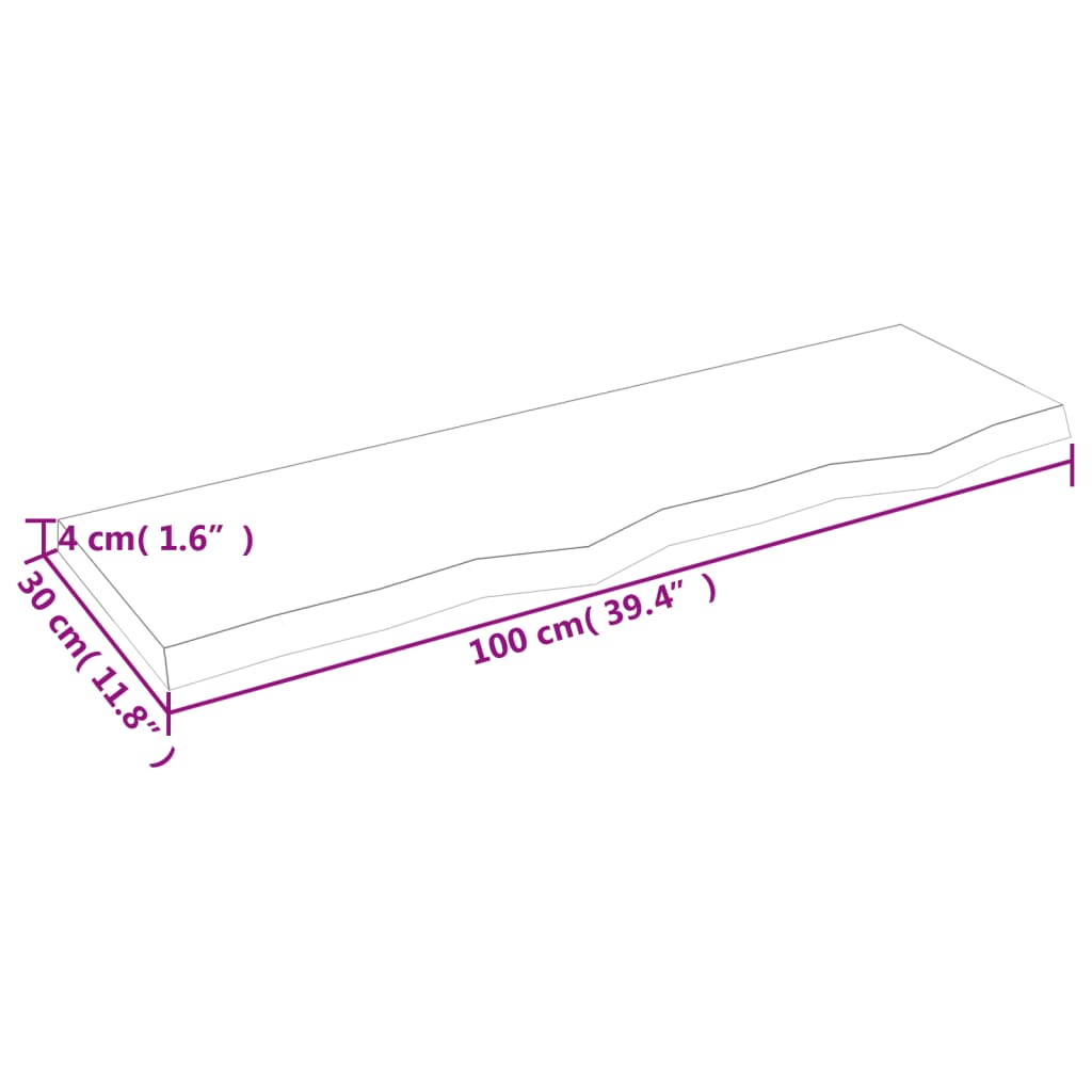 vidaXL Zidna polica svjetlosmeđa 100x30x(2-4) cm obrađena hrastovina