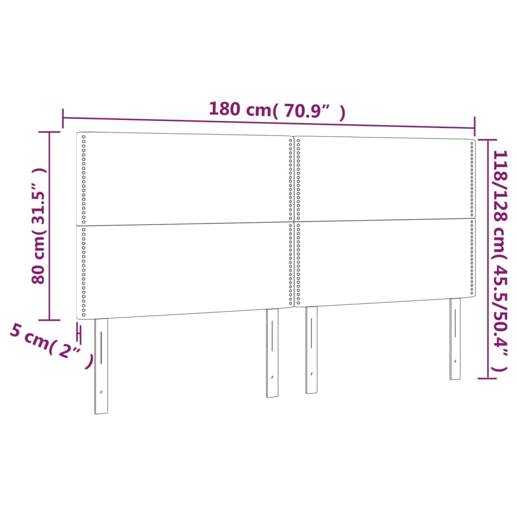 vidaXL LED uzglavlje svjetlosivo 180x5x118/128 cm baršunasto