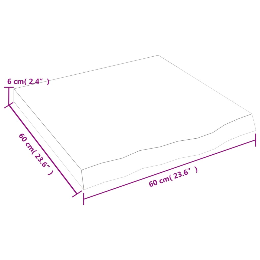 vidaXL Stolna ploča 60x60x(2 - 6) cm od netretirane masivne hrastovine