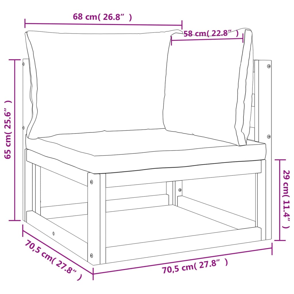 vidaXL Modularna kutna sofa sa svjetlosivim jastucima od drva bagrema