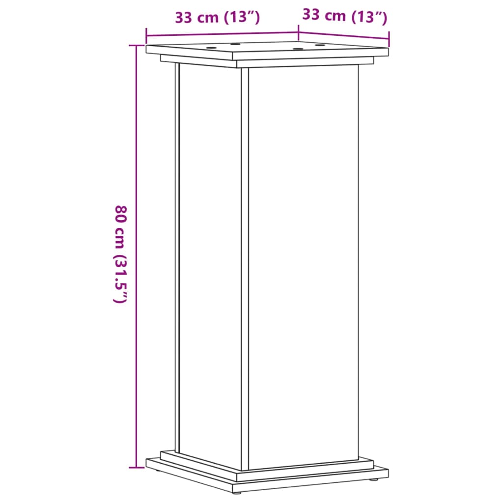 vidaXL Stalak za biljke boja hrasta 33 x 33 x 80 cm konstruirano drvo