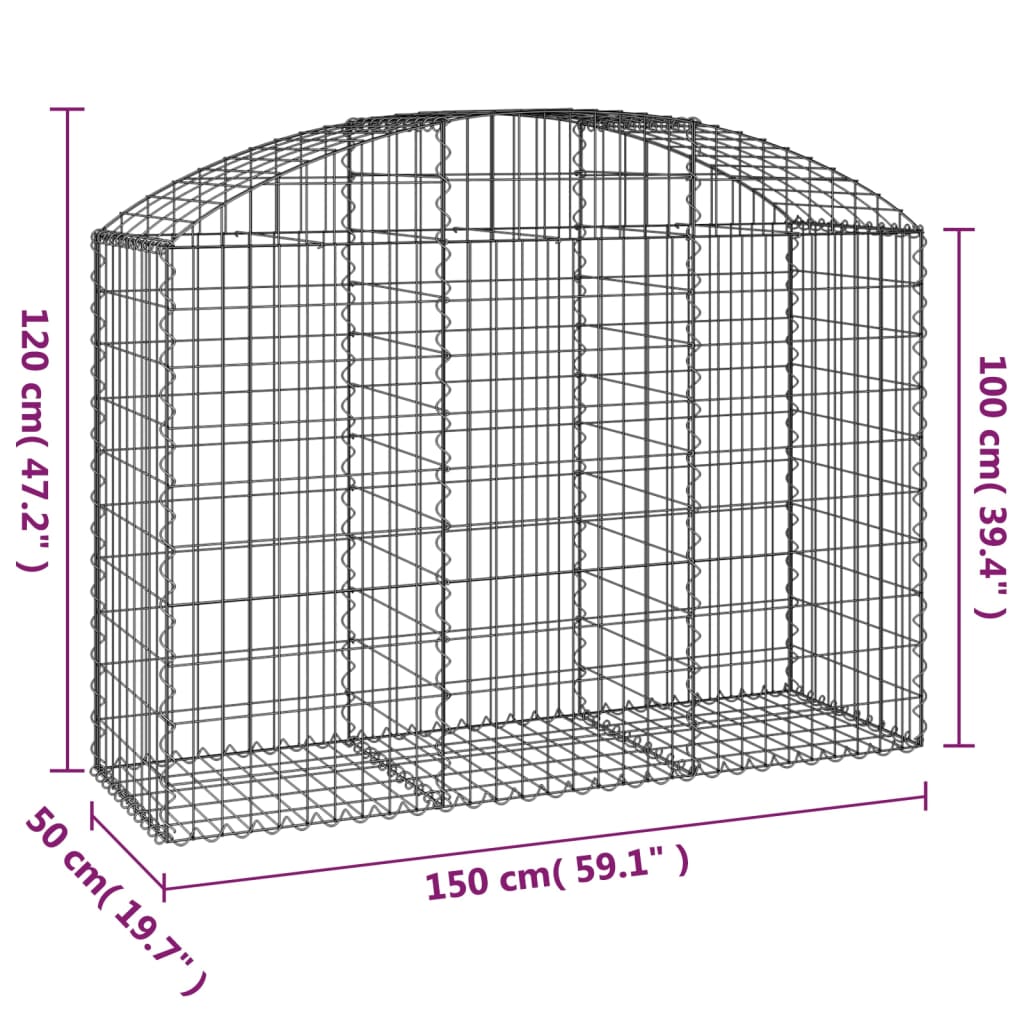 vidaXL Gabionska košara s lukom 150x50x100/120 cm pocinčano željezo