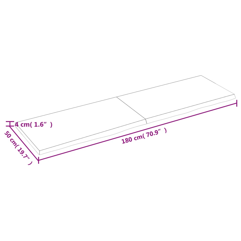 vidaXL Stolna ploča 180x50x(2-4) cm od netretirane masivne hrastovine