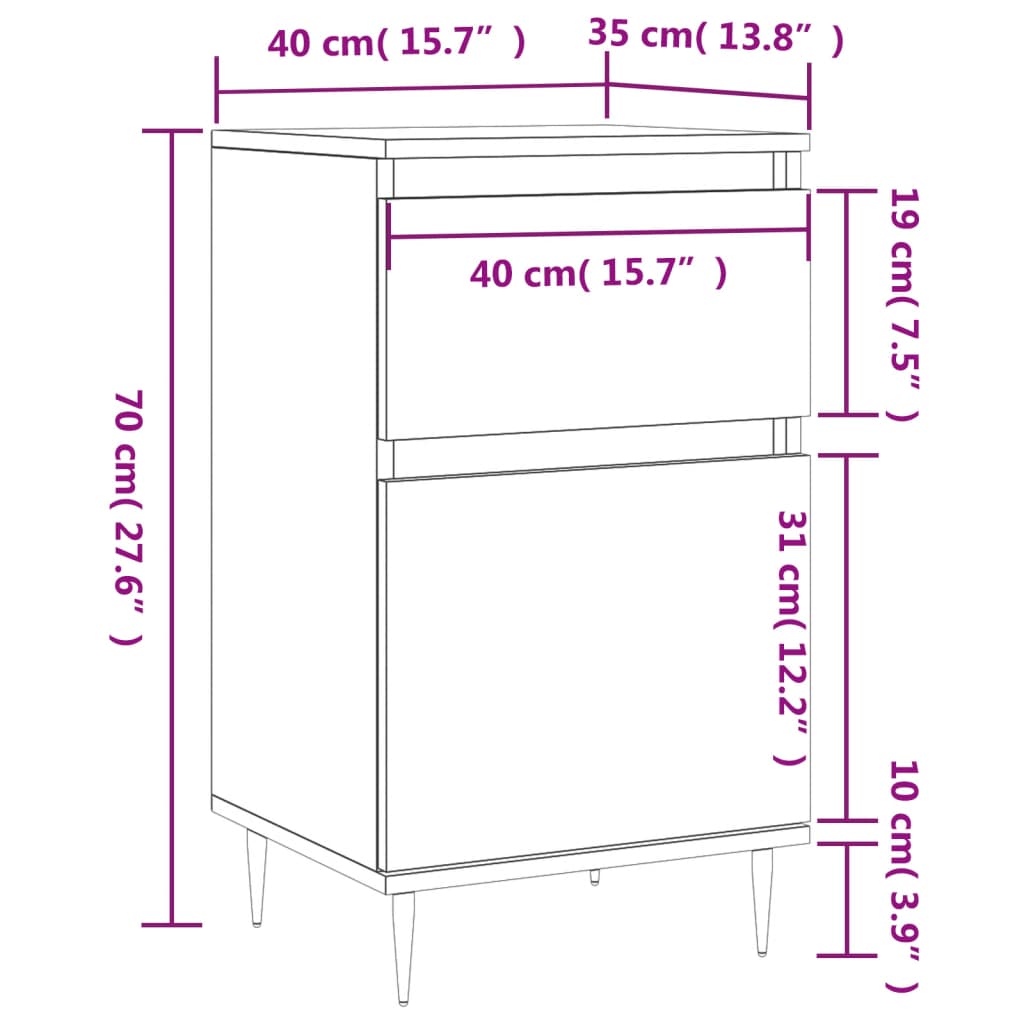 vidaXL Komoda boja hrasta sonome 40 x 35 x 70 cm od konstruiranog drva