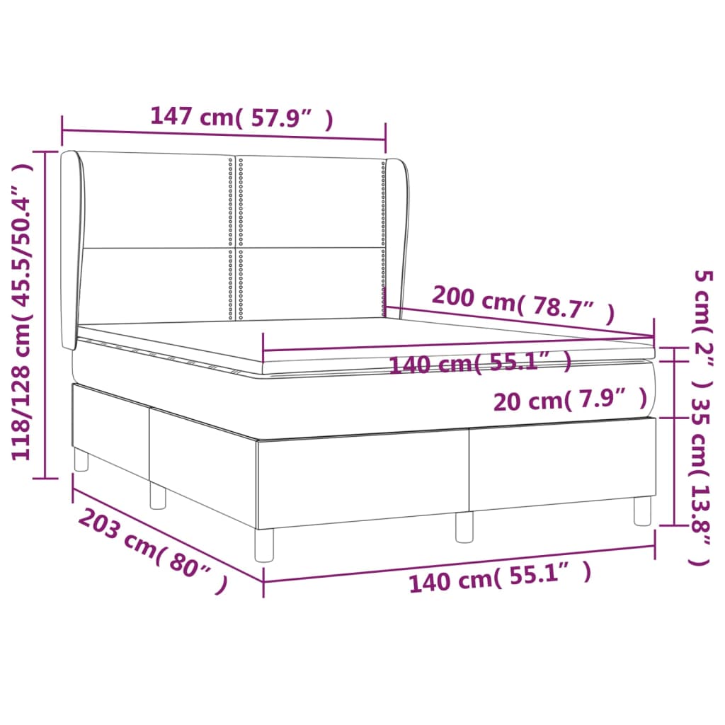 vidaXL Krevet s oprugama i madracem svjetlosivi 140x200 cm baršunasti