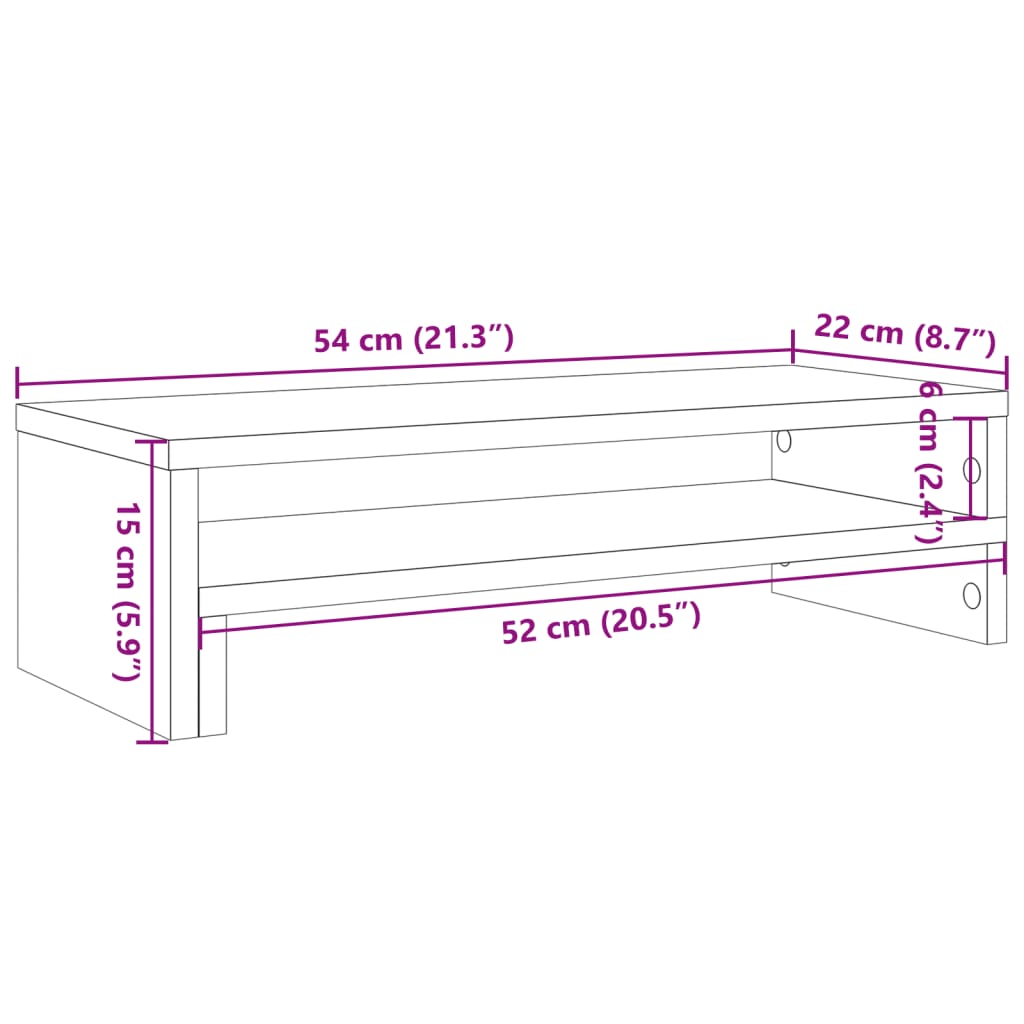 vidaXL Stalak za monitor boja hrasta 54x22x15 cm konstruirano drvo