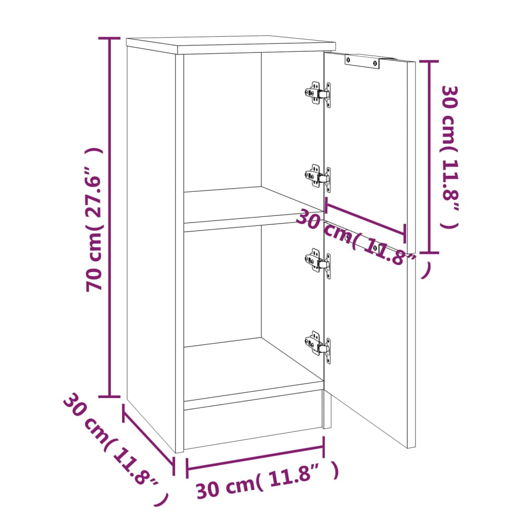 vidaXL Komode boja smeđeg hrasta 30 x 30 x 70 cm od konstruiranog drva