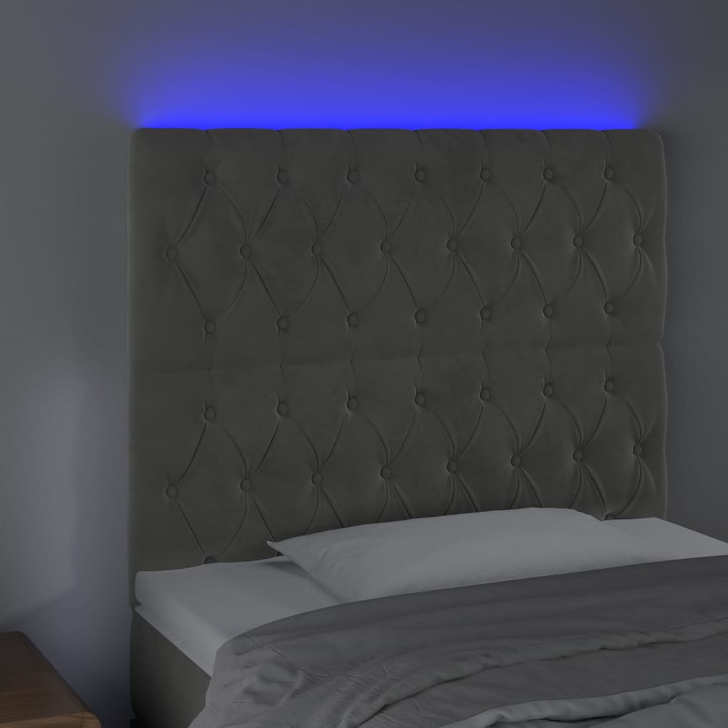 vidaXL LED uzglavlje svjetlosivo 100x7x118/128 cm baršunasto