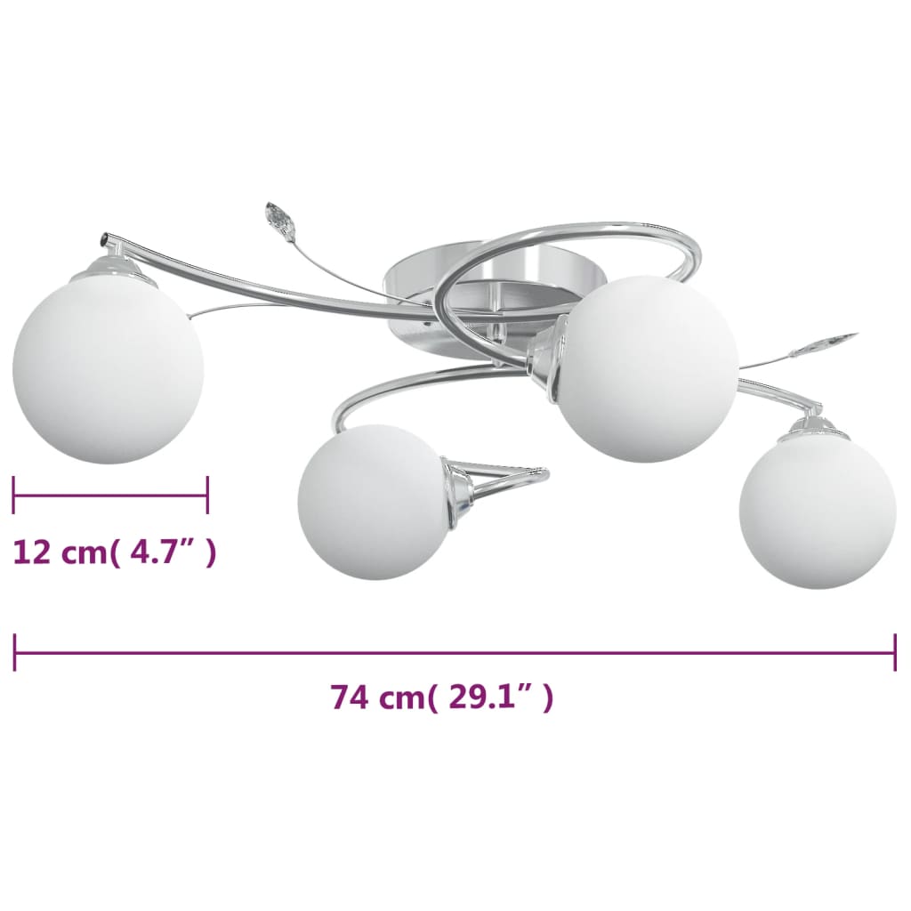 vidaXL Stropna lampa s okruglim staklenim sjenilima 4 G9 LED svjetla