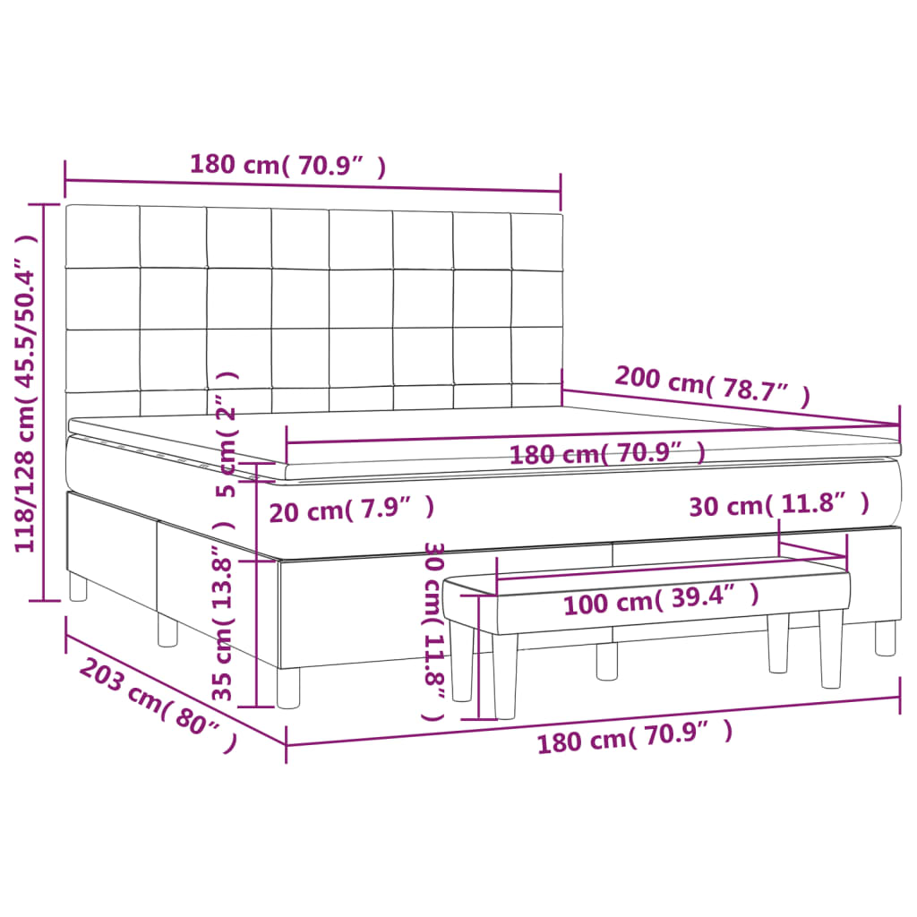 vidaXL Krevet s oprugama i madracem krem 180x200 cm od tkanine