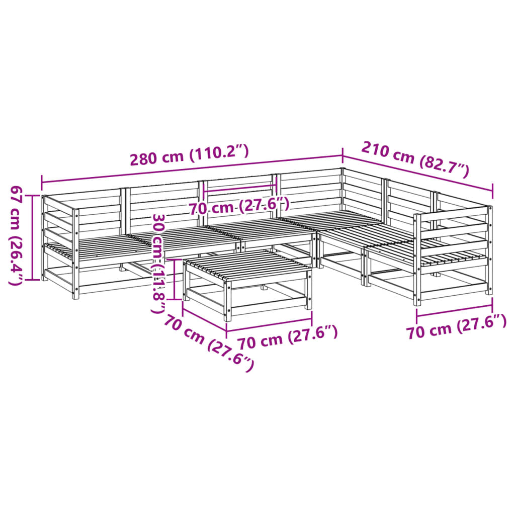 vidaXL 7-dijelni set vrtnih sofa od impregnirane borovine