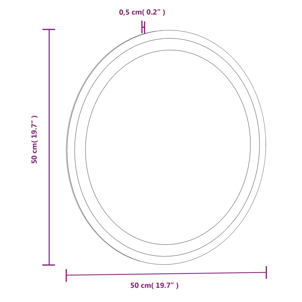 vidaXL LED kupaonsko ogledalo 50 cm okruglo