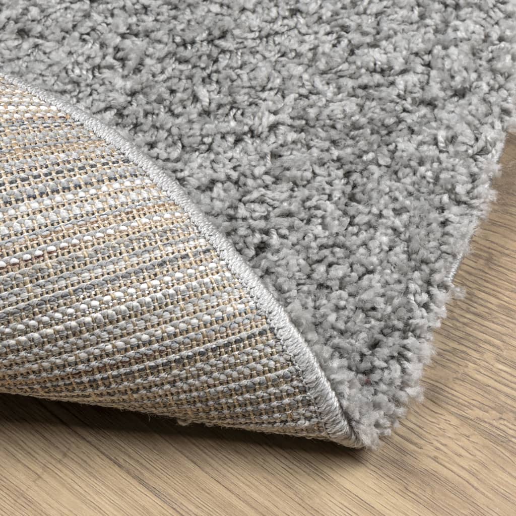 vidaXL Čupavi tepih PAMPLONA s visokim vlaknima moderni sivi Ø 80 cm