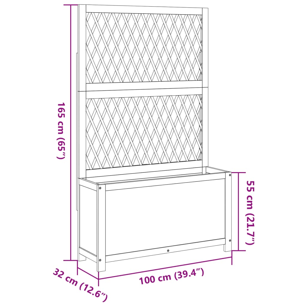 vidaXL Sadilica s rešetkom 100x32x165 cm od drva bagrema