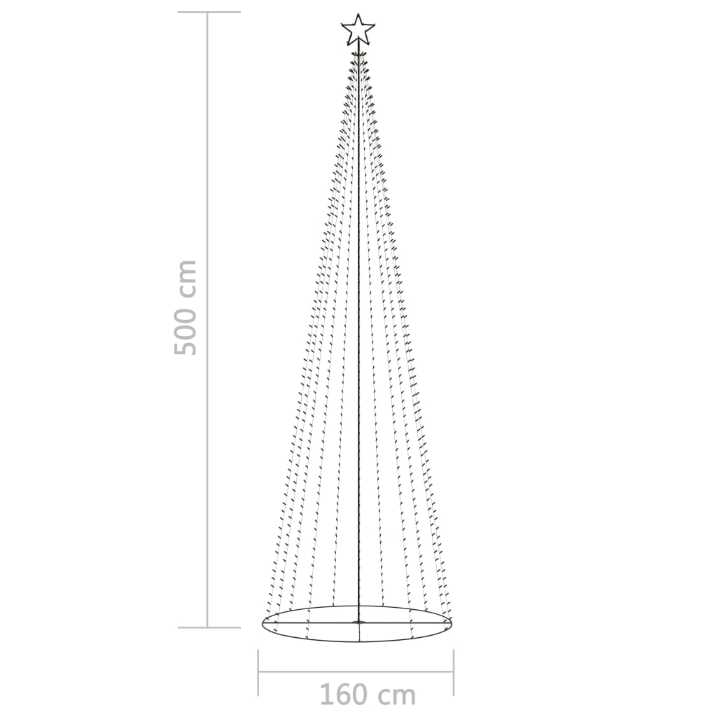 vidaXL Ukrasno stožasto božićno drvce 752 šarene LED žarulje 160x500cm