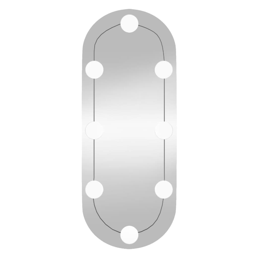 vidaXL Zidno ogledalo s LED svjetlima 20 x 50 cm stakleno ovalno