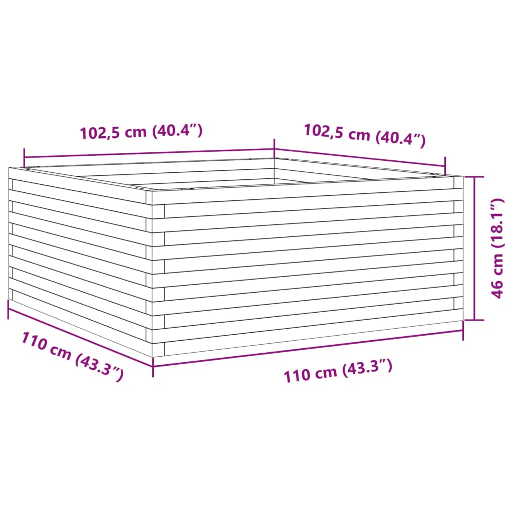 vidaXL Vrtna sadilica 110x110x46 cm od impregnirane borovine