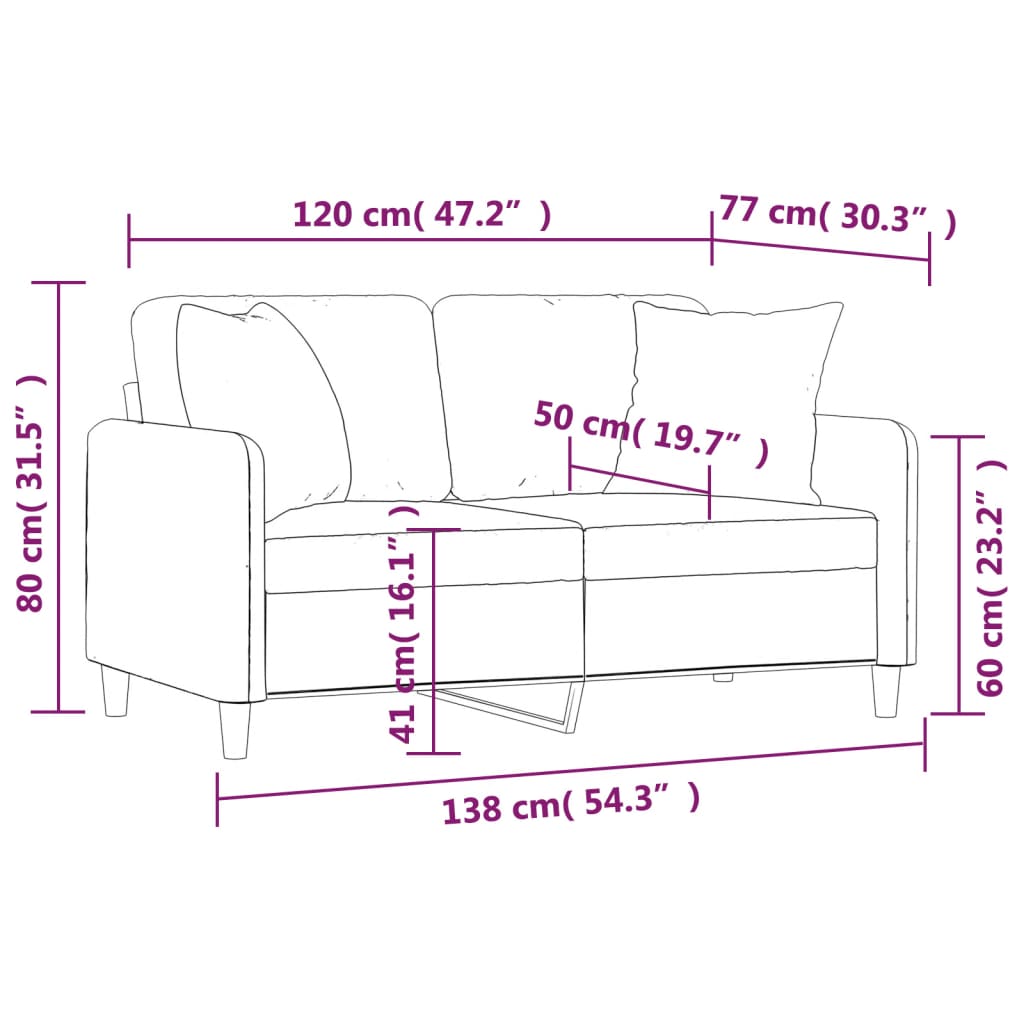 vidaXL Dvosjed s ukrasnim jastucima svjetlosivi 120 cm od tkanine