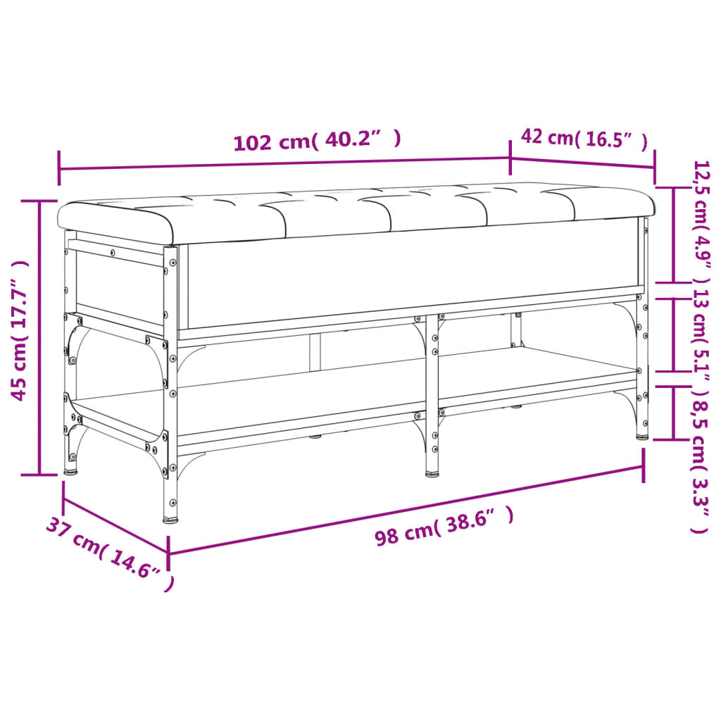 vidaXL Klupa za cipele boja hrasta 102x42x45 cm konstruirano drvo