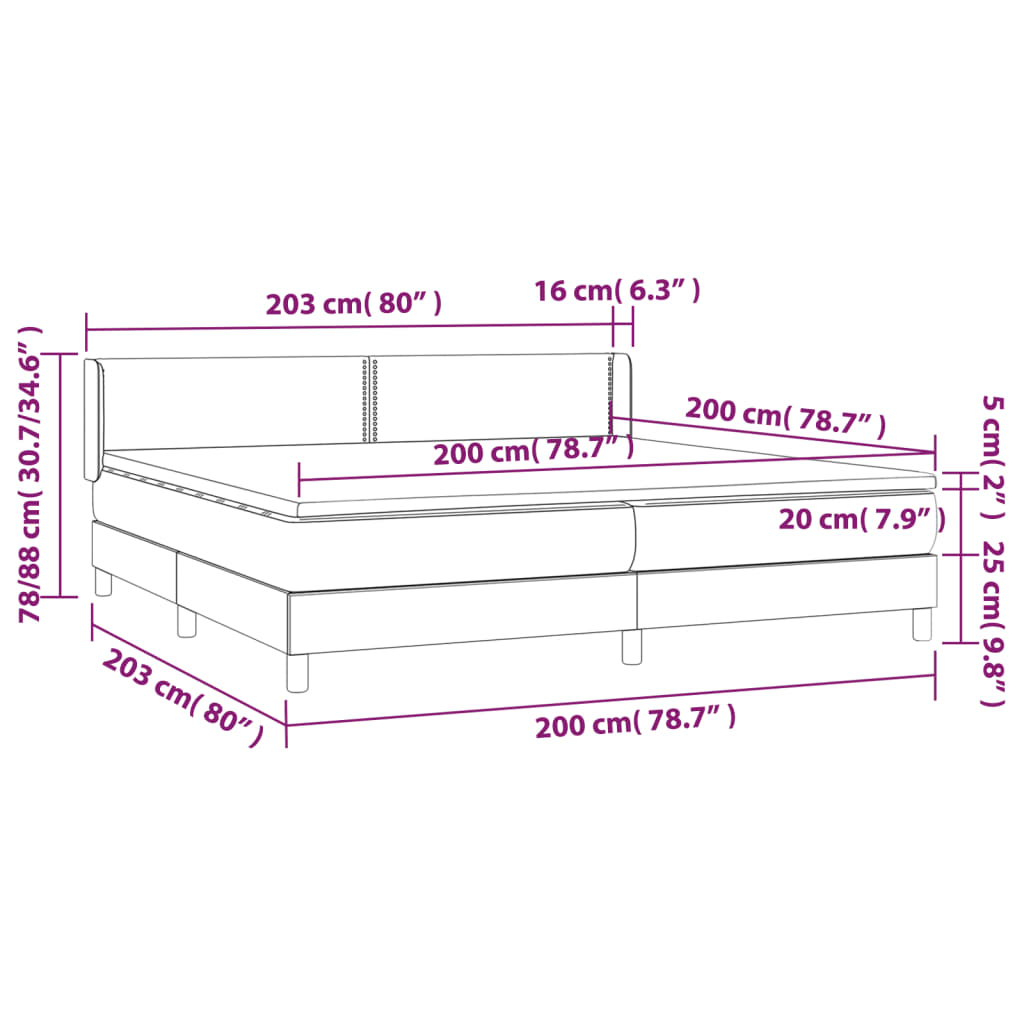 vidaXL Krevet s oprugama i madracem svjetlosivi 200 x 200cm od tkanine