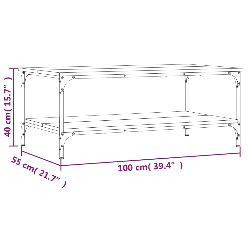 vidaXL Stolić za kavu boja hrasta 100 x 55 x 40 cm konstruirano drvo