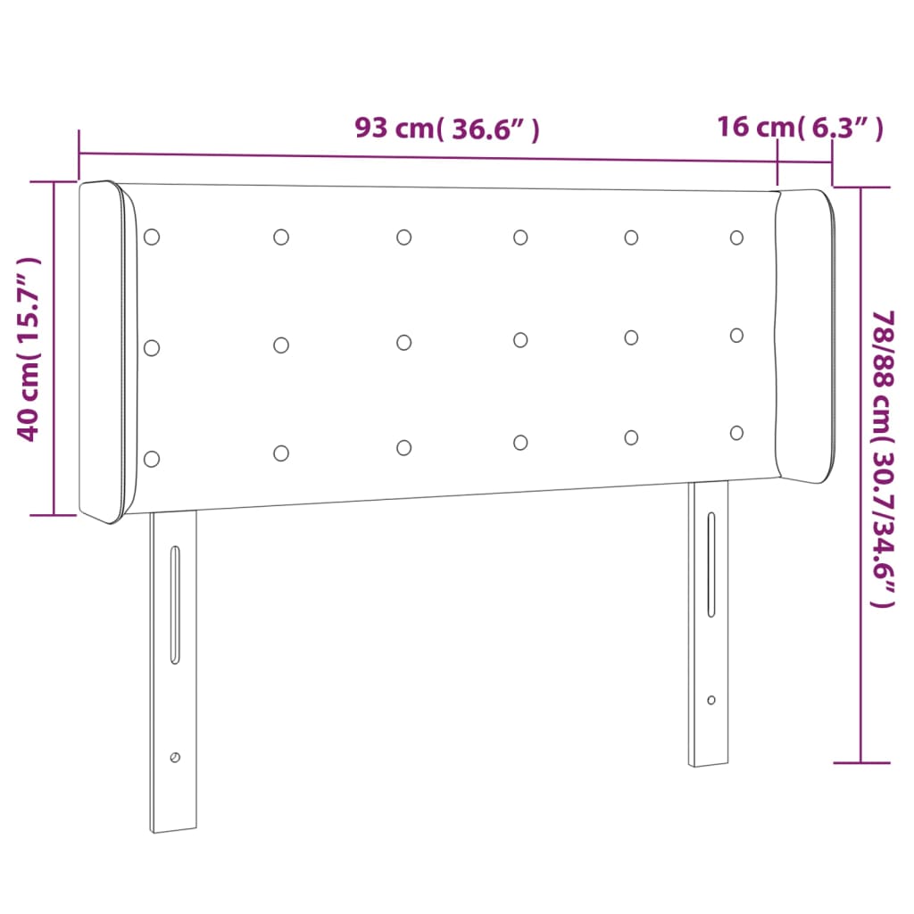 vidaXL LED uzglavlje krem 93x16x78/88 cm od tkanine