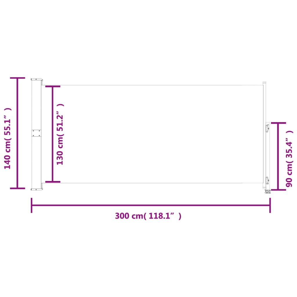 vidaXL Uvlačiva bočna tenda za terasu 140 x 300 cm plava