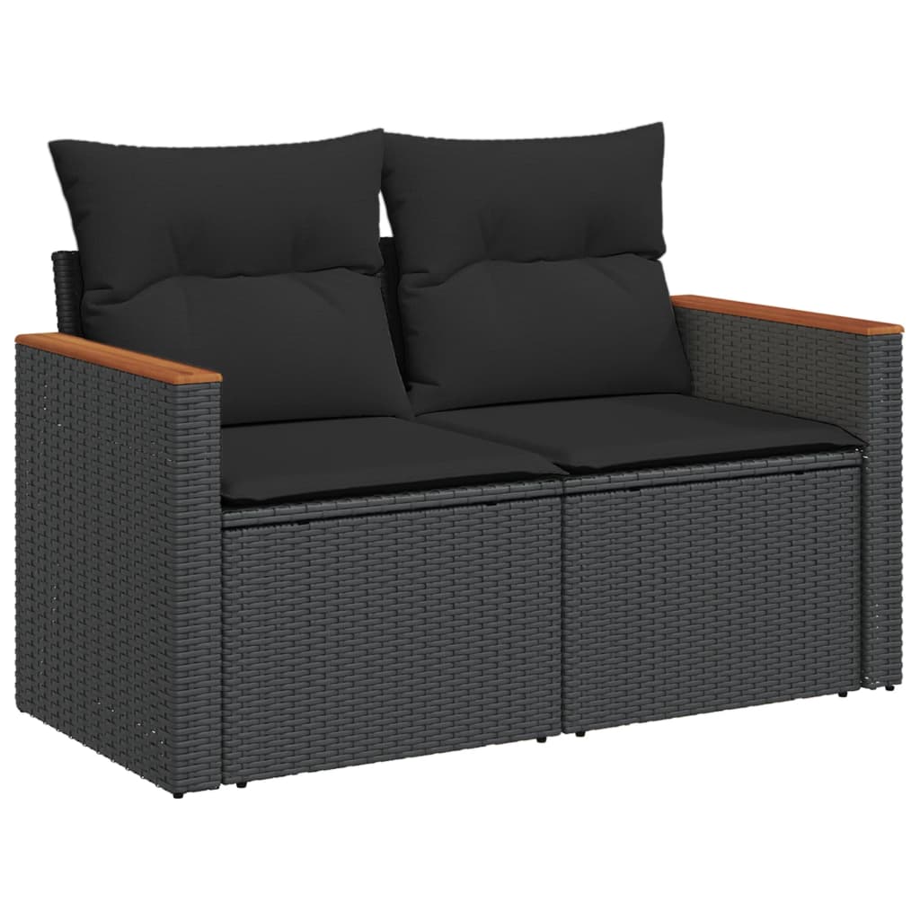 vidaXL 6-dijelni set vrtnih sofa s jastucima crni od poliratana