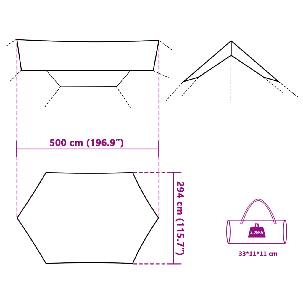 vidaXL Cerada za kampiranje sivo-narančasti 500 x 294 cm vodootporna