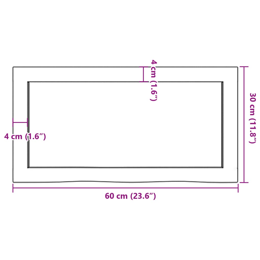 vidaXL Kupaonska radna ploča 60x30x(2-6) cm netretirano masivno drvo