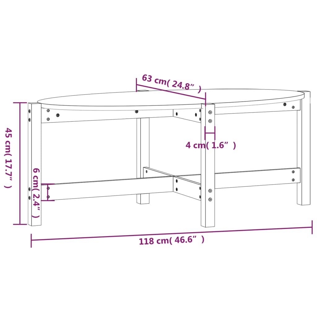 vidaXL Stolić za kavu boja meda 118 x 63 x 45 cm od masivne borovine