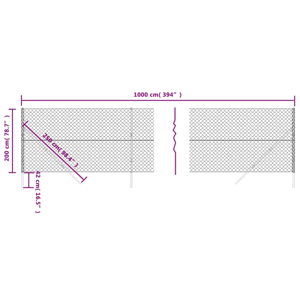 vidaXL Žičana ograda zelena 2 x 10 m