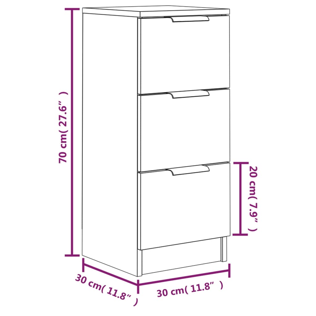 vidaXL Komode 2kom boja hrasta sonome 30x30x70cm od konstruiranog drva