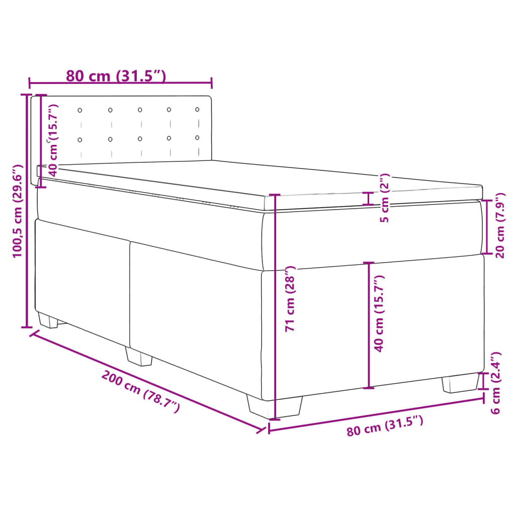 vidaXL Krevet s oprugama i madracem tamnosmeđi 80x200 cm od tkanine