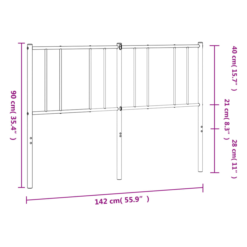 vidaXL Metalno uzglavlje bijelo 135 cm