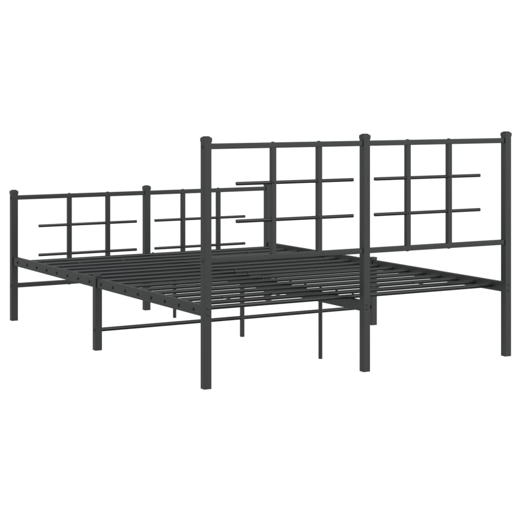 vidaXL Metalni okvir kreveta uzglavlje i podnožje crni 140x190 cm