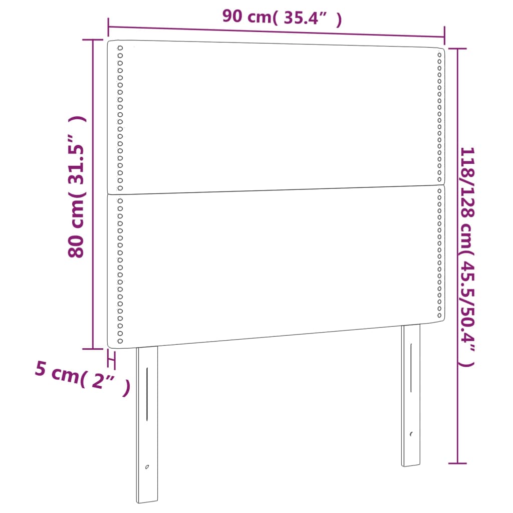 vidaXL LED uzglavlje svjetlosivo 90x5x118/128 cm baršunasto