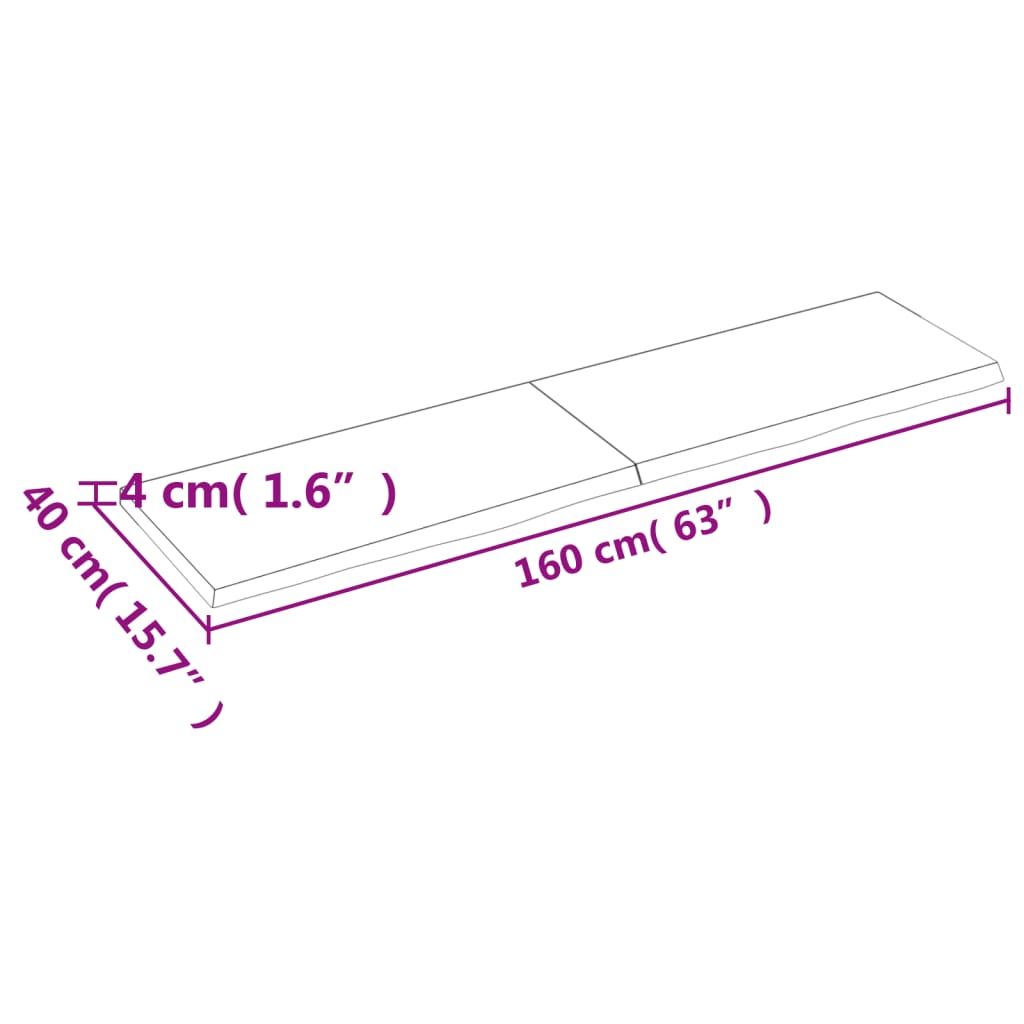 vidaXL Kupaonska radna ploča 160x40x(2-4) cm netretirano masivno drvo