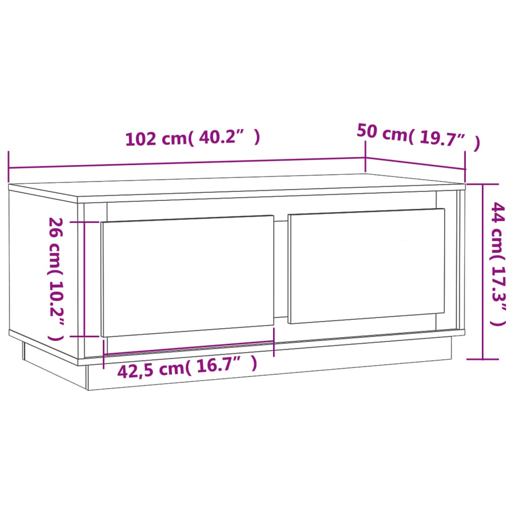 vidaXL Stolić za kavu sjajni bijeli 102x50x44 cm konstruirano drvo