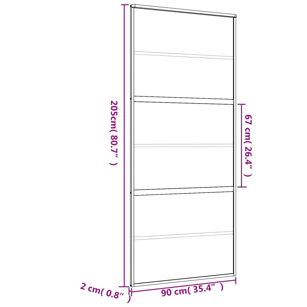 vidaXL Klizna vrata zlatna 90 x 205 cm matirano staklo ESG i aluminij