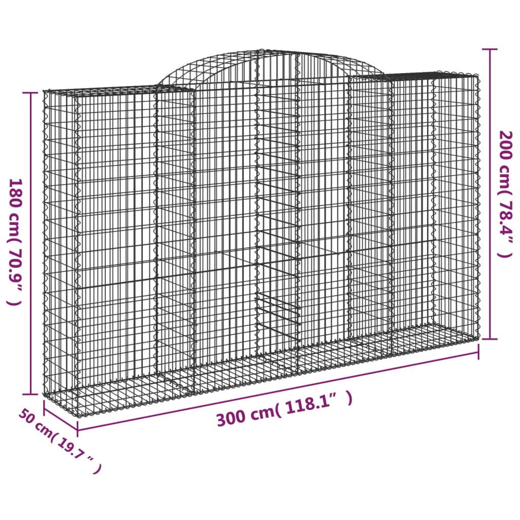 vidaXL Lučne gabionske košare 13kom 300x50x180/200cm pocinčano željezo