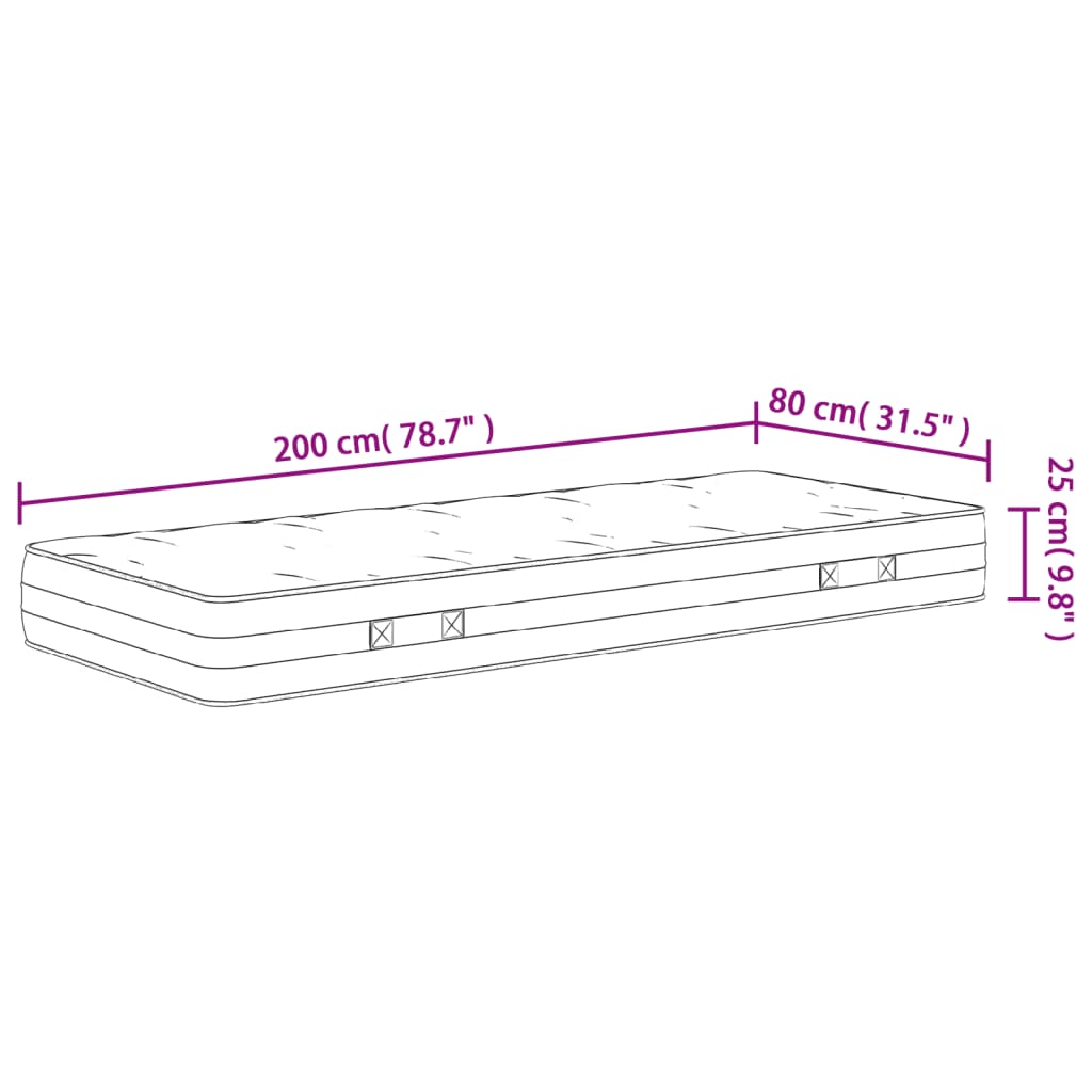 vidaXL Madrac s džepičastim oprugama srednje čvrst 80x200 cm