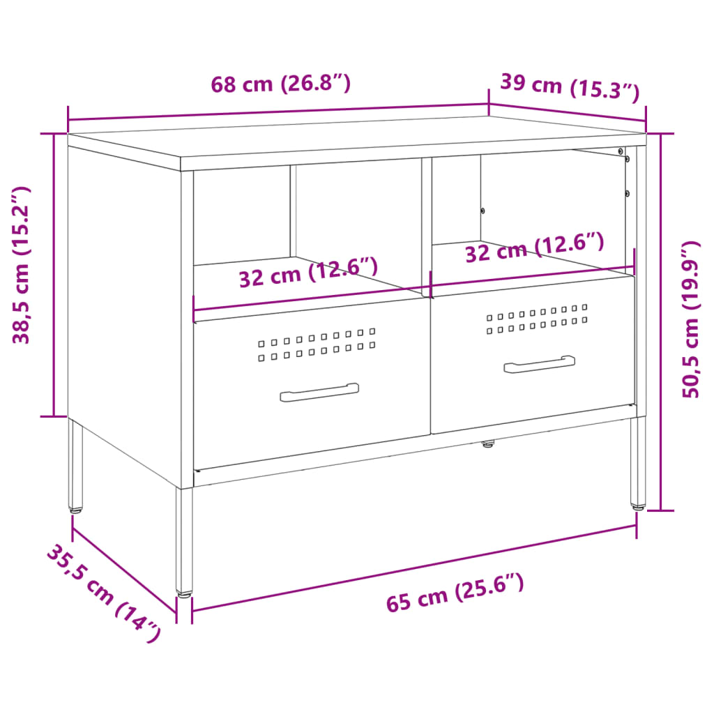 vidaXL TV ormarić boja senfa 68x39x50,5 cm čelični