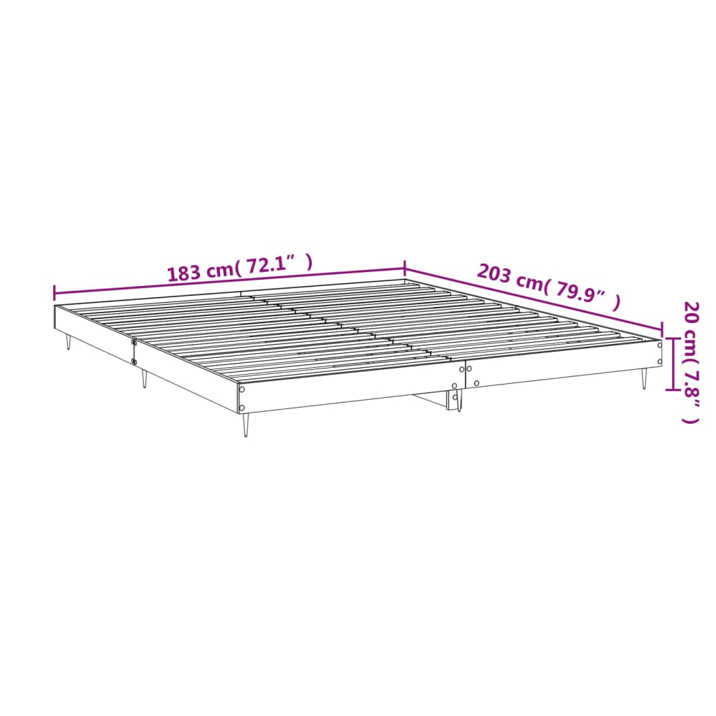 vidaXL Okvir za krevet smeđa boja hrasta 180x200 cm konstruirano drvo