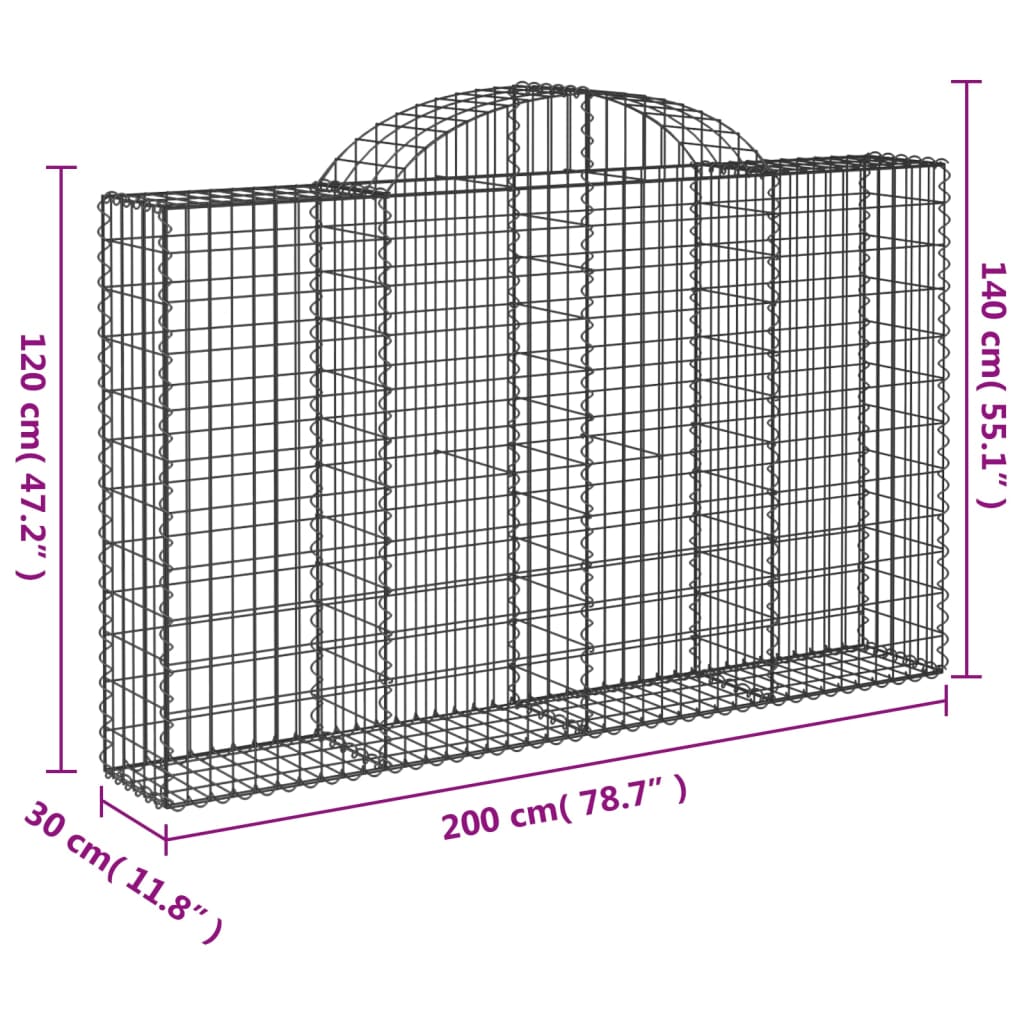 vidaXL Lučne gabionske košare 20kom 200x30x120/140cm pocinčano željezo