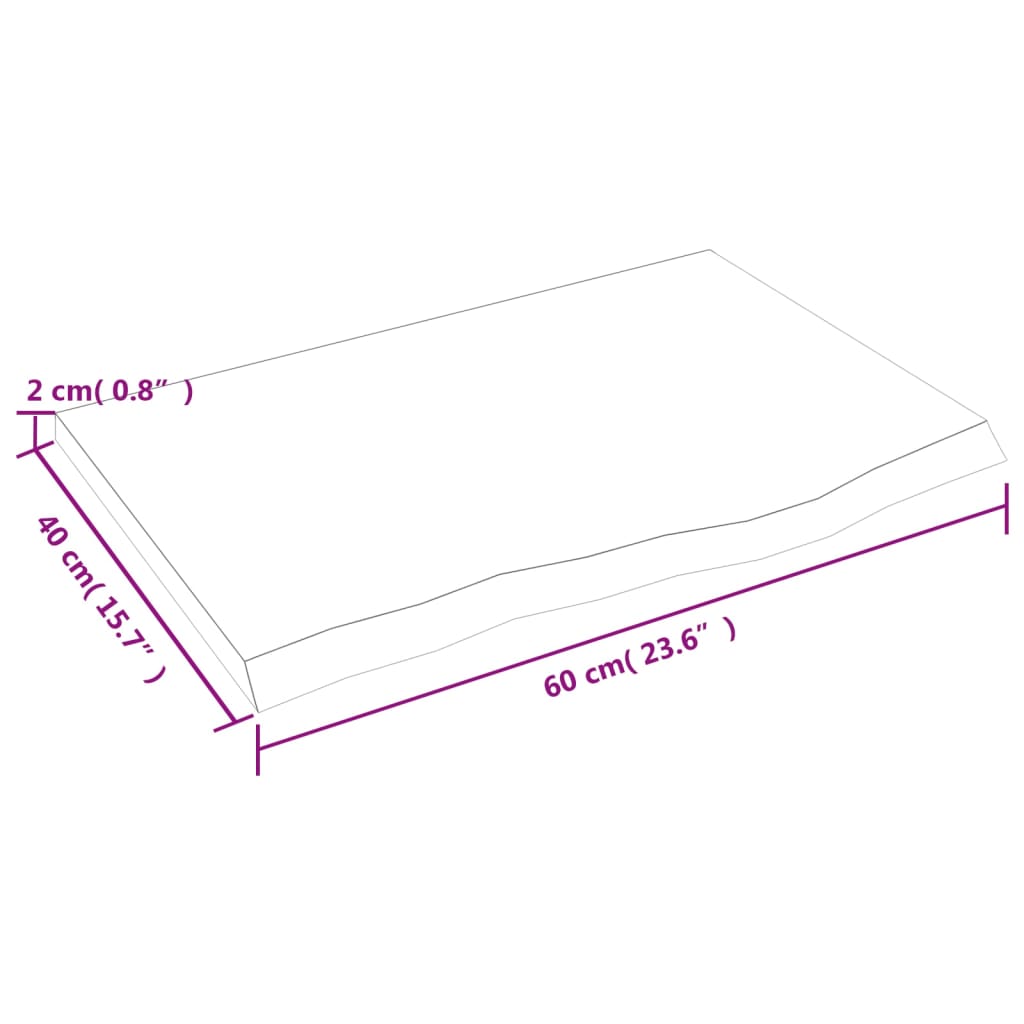 vidaXL Kupaonska radna ploča 60x40x2 cm netretirano masivno drvo