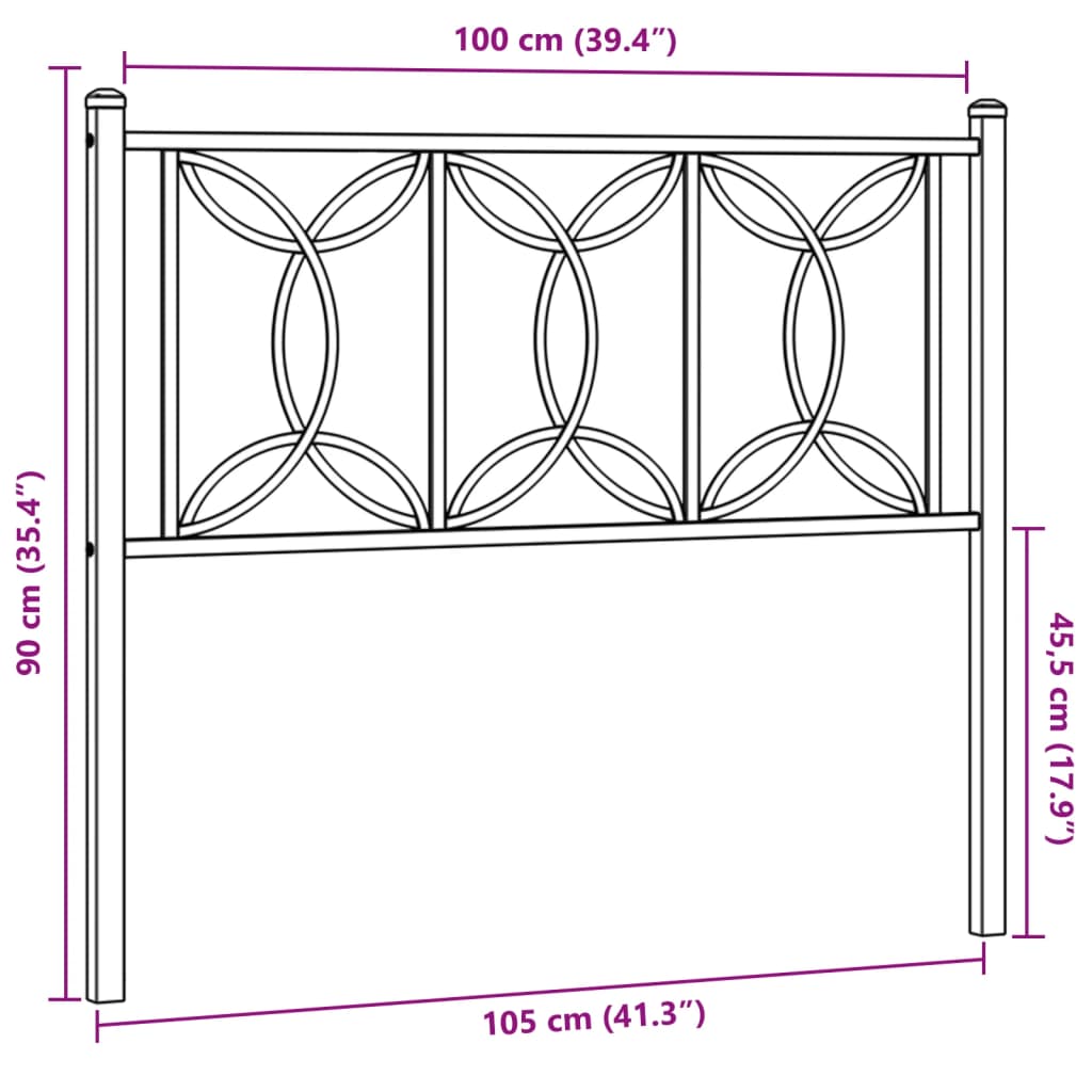 vidaXL Metalno uzglavlje bijelo 100 cm