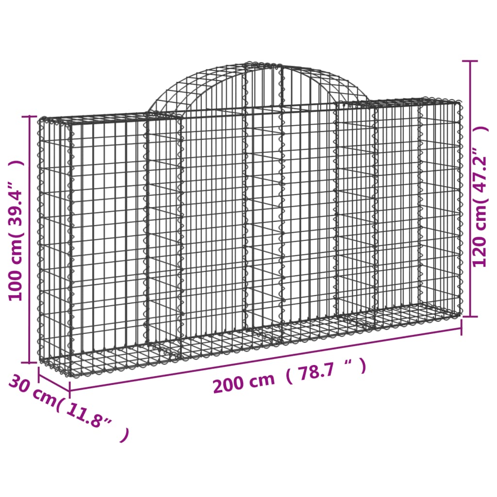 vidaXL Lučne gabionske košare 40kom 200x30x100/120cm pocinčano željezo